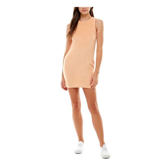 PLANET GOLD Dresses & Skirts - PLANET GOLD Womens Textured Pullover Sleeveless Round Neck Short Body Con Dress